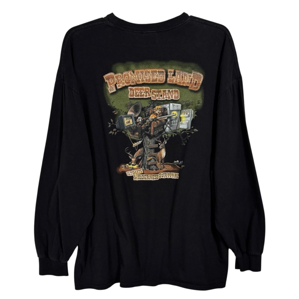 Promised Land‎ Deer Stand Hunting Graphic Long Sleeve T-Shirt Men's 2XL Black